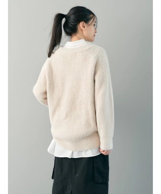AMERICAN HOLIC モールヤーン片畦Ｖネックニットプルオーバー Light Beige