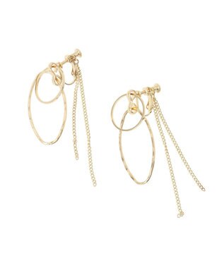 AMERICAN HOLIC ダブルリングチェーンイヤリング Gold