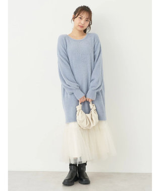 earth music&ecology ミニシャギーチュニック Blue