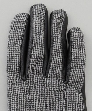 GOTAIRIKU 【スマホ対応】DRAGO/ドラゴ ウールシープレザーコンビ グローブ＿柄 グレー千鳥柄