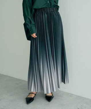 YECCA VECCA グラデーションラインプリーツスカート