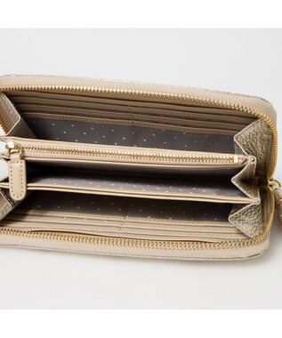 UNBILLION ペルケ perche / 牛革ドット刺繍ラウンド長財布 ゴールド