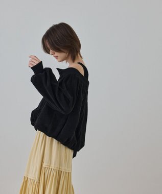 GRACE CONTINENTAL バルーンモールカットカーディガン ブラック