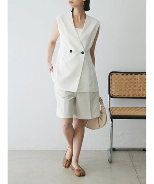 Green Parks AnriettMusee ネック切替デザインベスト Off White