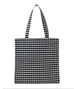 Maison de FLEUR ブランドロゴ刺繍ギンガムスクエアトート Black