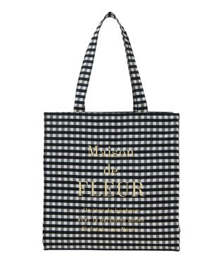 Maison de FLEUR ブランドロゴ刺繍ギンガムスクエアトート Black