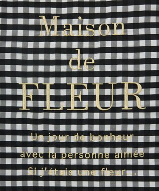 Maison de FLEUR ブランドロゴ刺繍ギンガムスクエアトート Black