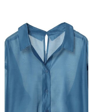 earth music&ecology オープンデザインシアーシャツ Blue