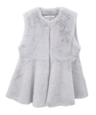 Green Parks ・ＥＬＥＮＣＡＲＥ　ＤＵＥペプラムフェイクファーベス Gray Beige