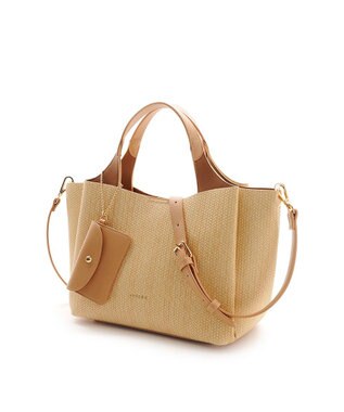 MioFIRANO ウーブンルックハンドバッグ 2WAY パスケース付き　FIRANO フィラノ BEIGE