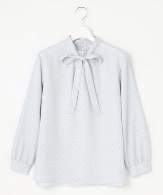 J.PRESS LADIES 【洗える・吸水速乾】 ライトアムンゼンドットPT リボン ブラウス サックスブルー系5