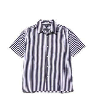 J.PRESS MEN 【J.PRESS ORIGINALS】Broad Stripe Open Half Sleeve Shirt / Baggy-Fit