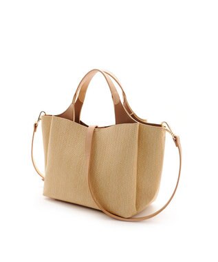 MioFIRANO ウーブンルックハンドバッグ 2WAY パスケース付き　FIRANO フィラノ BEIGE