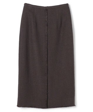 BEIGE， MULLIN / ウールツイードフロントベントスカート Warm Gray