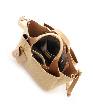 MioFIRANO ウーブンルックハンドバッグ 2WAY パスケース付き　FIRANO フィラノ BEIGE