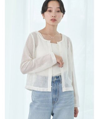 earth music&ecology ＳＥＴ２点メッシュカーディガン＋インナー Ivory