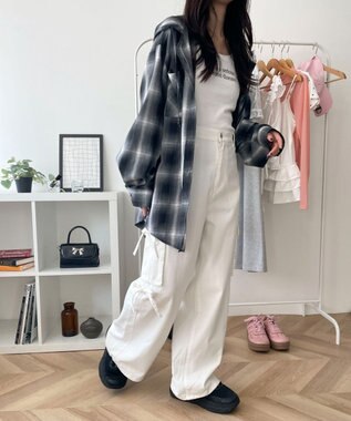 WEGO サイドリボンカーゴパンツ ホワイトアイボリー