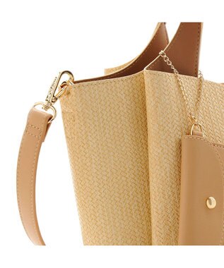 MioFIRANO ウーブンルックハンドバッグ 2WAY パスケース付き　FIRANO フィラノ BEIGE