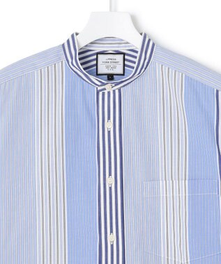 J.PRESS YORK STREET 【UNISEX】マルチストライプバンドカラー シャツ サックスブルー系7