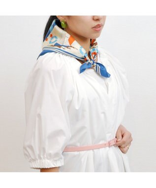 UNBILLION kakatoo ヨット柄シルクミニスカーフ ブルー