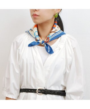 UNBILLION kakatoo ヨット柄シルクミニスカーフ ブルー