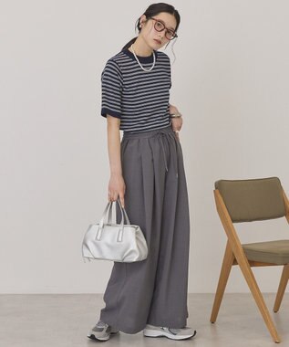 AMERICAN HOLIC ボーダーハーフスリーブニットプルオーバー Navy