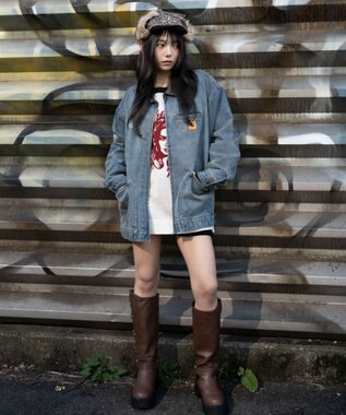 WEGO 【ユニセックス着用ITEM/MLサイズ展開】ワーカーズZIPデニムジャケット デニム中濃加工色