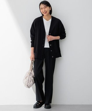 23区 【洗える】スビンハイツイストコットン カーディガン ブラック系