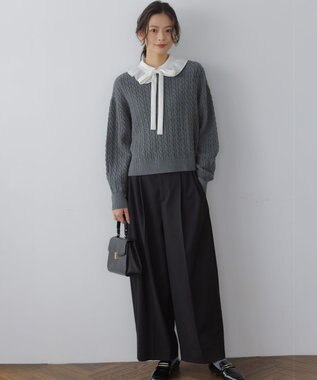 組曲 L 【加藤ローサさん着用】コットンカシミヤMIX ケーブル ニット 【WEB限定】グレー系9