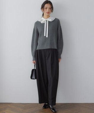 組曲 【加藤ローサさん着用】コットンカシミヤMIX ケーブル ニット 【WEB限定】グレー系9