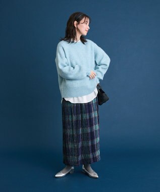 Green Parks ｆｕｗａっと袖パフニットプルオーバー Blue