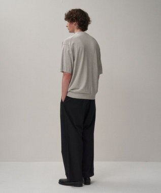 ATON COTTON WASHI KNIT | ハーフスリーブクルーネックセーター - UNISEX TOP GRAY