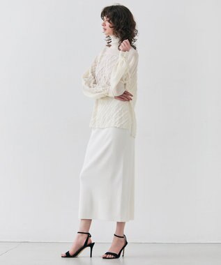 BEIGE， 【洗える】BANKSIA / ニットコンビカットジャカードブラウス Meringue