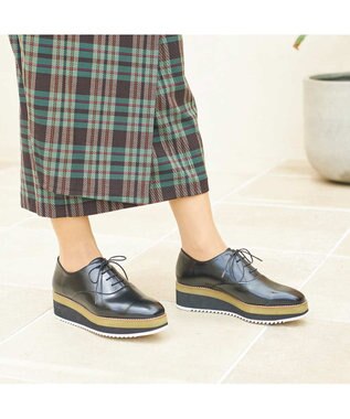 MODE ET JACOMO <carino>【レイン対応】厚底レースアップシューズ ブラック