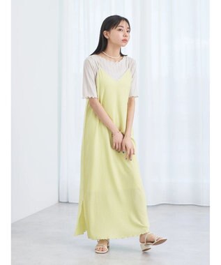 earth music&ecology ＳＥＴ２点配色キャミワンピース＋メローインナー Lemon Yellow