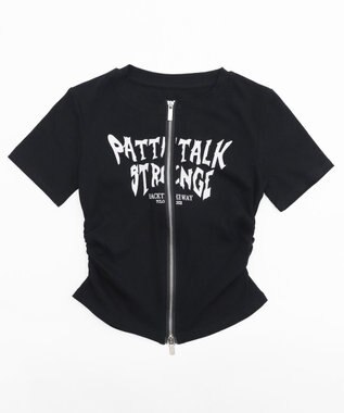 WEGO グラフィックロゴWジップSSトップス ブラック