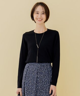 自由区 【XSサイズ～/洗える】レーヨンストレッチ プルオーバーニット ブラック系