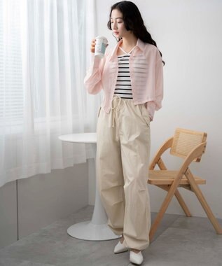 WEGO 【シワになりにくい】シアーショートシャツ ピンク