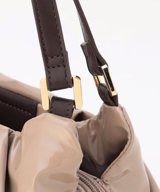 LA BAGAGERIE ソフトエナメル2WAYハンドバッグ Sサイズ グレージュ