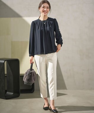 組曲 L 【WEB限定】ベーシックダブルクロス テーパードパンツ アイボリー系