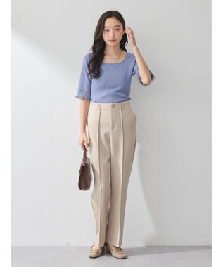 earth music&ecology ポイントシアーフリルニットプルオーバー Sax