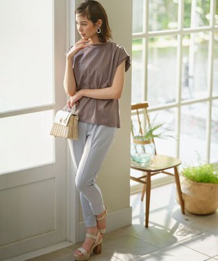 組曲 S 【UVケア・接触冷感】GIZAプレーティング天竺フレンチスリーブ Tシャツ モカブラウン系