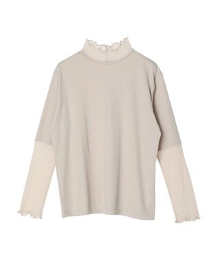 Green Parks ・ｎｏｖｅｍ９　リブ×シアーハイネック Gray Beige