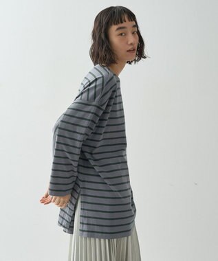 AMERICAN HOLIC ボーダーカットＢＩＧプルオーバー Gray