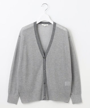 自由区 S 【アンサンブル対応・洗える】ラメシアー カーディガン シルバー×グレー