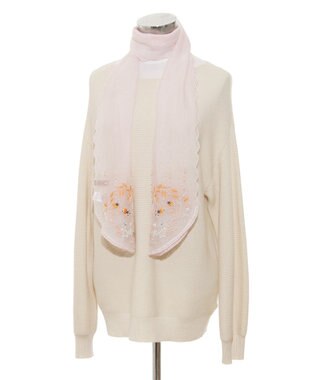 MOONBAT ルナルーチェ ロカ CHANDNI シルクコットン ビーズ刺繍ストール ピーチ