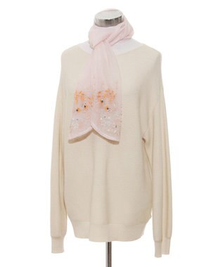 MOONBAT ルナルーチェ ロカ CHANDNI シルクコットン ビーズ刺繍ストール ピーチ