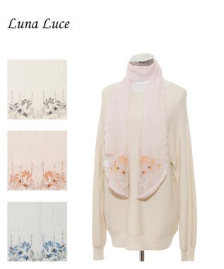 MOONBAT ルナルーチェ ロカ CHANDNI シルクコットン ビーズ刺繍ストール ピーチ