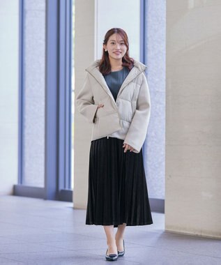 Tiaclasse ファイバーダウン×ダンボール異素材ショートコート グレー