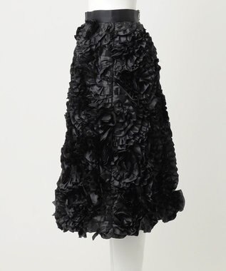 23区 【R(アール)】サテンエンブロイダリー スカート ブラック系